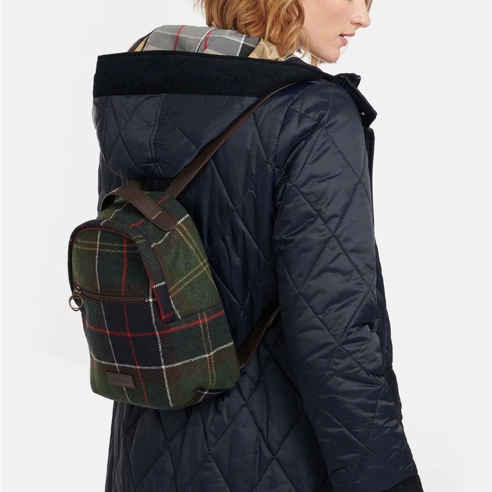 Barbour Caley Classic Tartan Plaid Backpack Zipper Outer Pocket Women - Picture 2 of 16